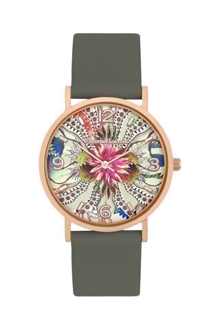 Reloj de cuarzo de poliuretano y chapado en ion de oro rosa Ocean Bloom