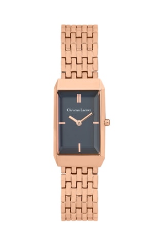 Reloj de cuarzo de acero Signature - Rosa dorado y azul marino