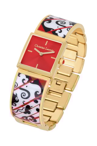 Reloj de cuarzo de acero y chapado en ion de oro amarillo Heart Shake