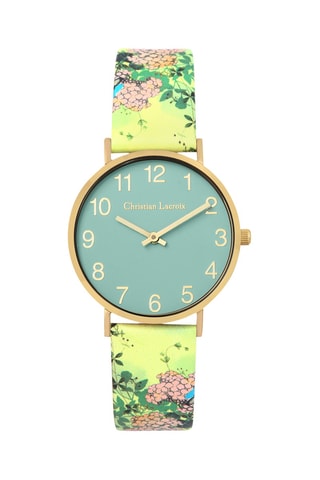 Reloj de cuarzo de piel En Mon Jardin - Amarillo y dorado