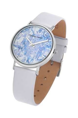 Reloj de cuarzo de piel Exotisme - Blanco y plateado