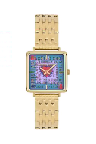 Reloj de cuarzo chapado en ion de oro amarillo I Love Lacroix