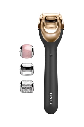 Rouleau visage à micro-aiguilles 9-en-1 en quartz rose - Noir