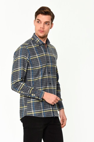 Overhemd - Blauw, geel en wit