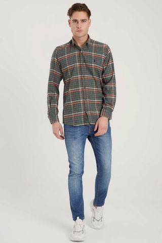 Overhemd - Groen, oranje en beige