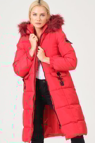 Gewatteerde Jas met Capuchon - Rood