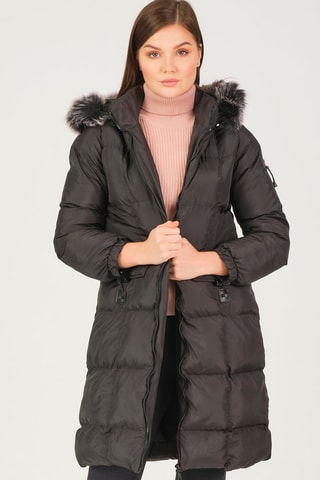 Gewatteerde Jas met Capuchon - Zwart