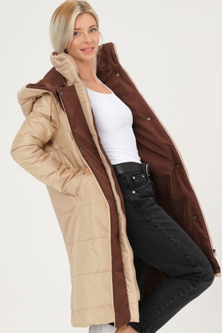 Gewatteerde Jas met Capuchon - Beige