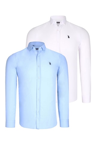 2 Overhemden - Wit, zwart en blauw