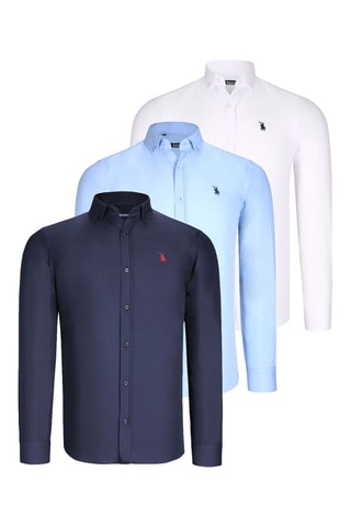 3 Overhemden - Wit, zwart en blauw