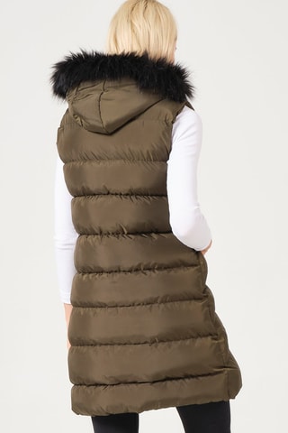 Lange Gewatteerde Jas - Groen en zwart