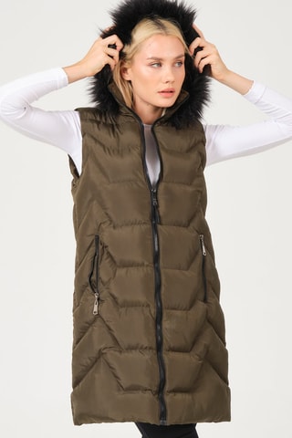 Lange Gewatteerde Jas - Groen en zwart