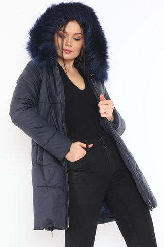 Lange Gewatteerde Jas - Blauw