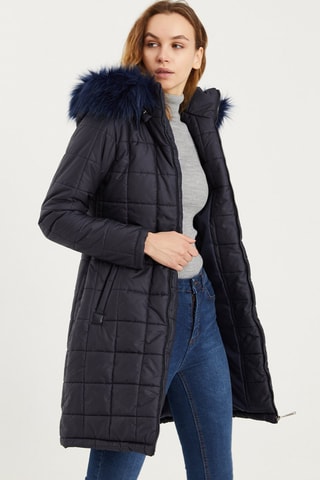 Gewatteerde Jas met Capuchon - Blauw