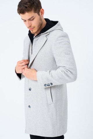 Manteau à capuche en laine - Beige