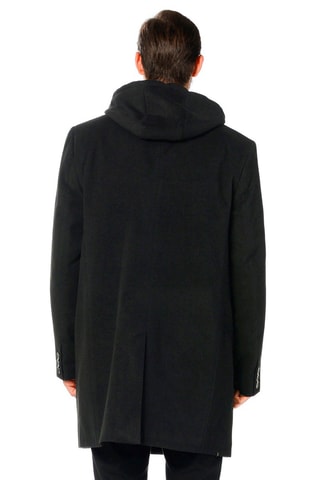 Manteau à capuche en laine - Noir