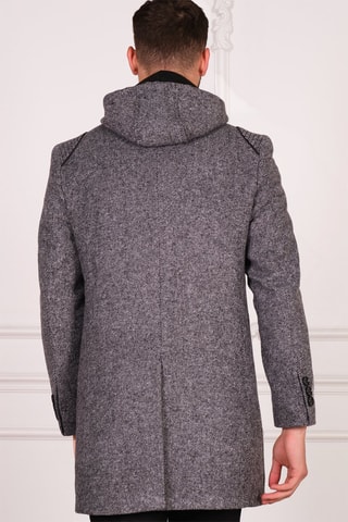Manteau à capuche en laine - Gris