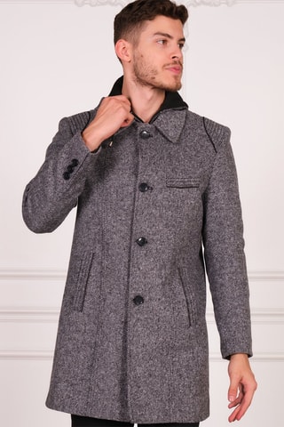 Manteau à capuche en laine - Gris