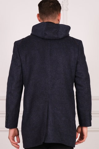 Manteau à capuche en laine - Bleu