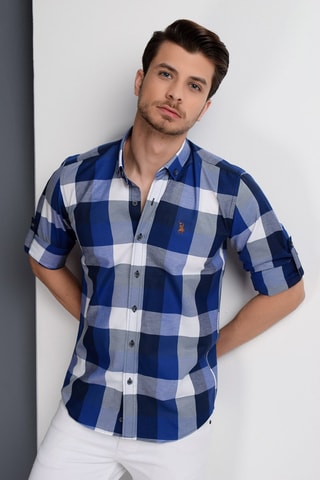 Overhemd - Wit en blauw