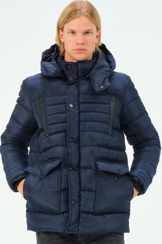 Gewatteerde Jas met Capuchon - Blauw