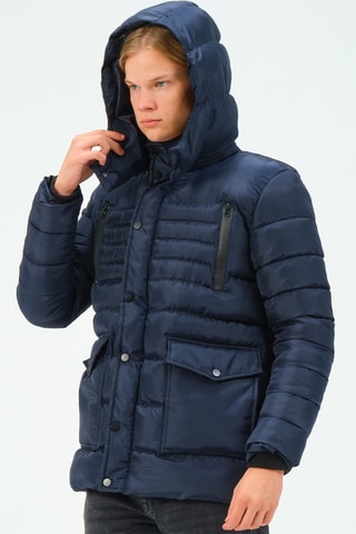 Gewatteerde Jas met Capuchon - Blauw