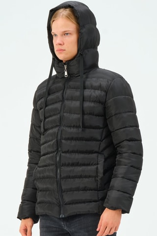 Gewatteerde Jas met Capuchon - Zwart
