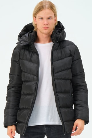 Gewatteerde Jas met Capuchon - Zwart