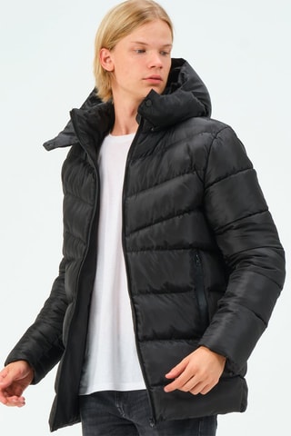 Gewatteerde Jas met Capuchon - Zwart