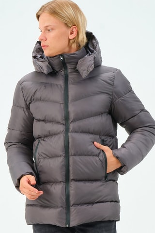 Gewatteerde Jas met Capuchon - Grijs