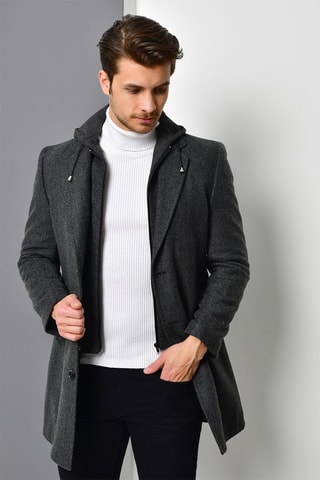 Wollen Jas met Capuchon - Grijs