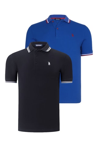 2 Polo’s - Wit, zwart en blauw