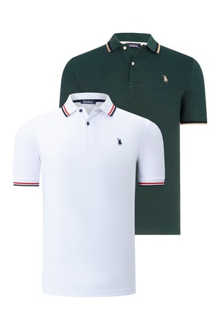 2 Polo’s - Wit, rood en blauw