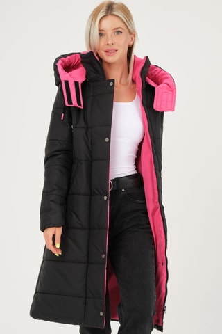 Lange Gewatteerde Jas - Zwart