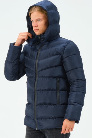 Gewatteerde Jas met Capuchon - Blauw