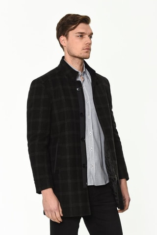 Manteau long en laine - Bleu foncé