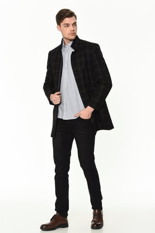 Manteau long en laine - Bleu foncé