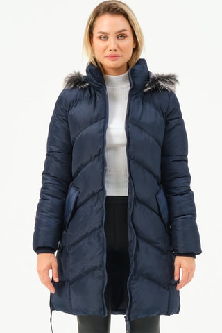 Lange Gewatteerde Jas - Blauw