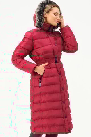 Lange Gewatteerde Jas - Rood