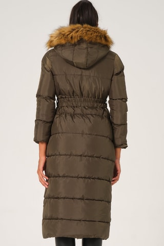 Lange Gewatteerde Jas - Groen en beige