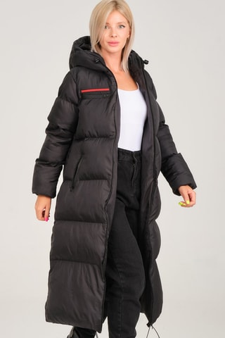 Lange Gewatteerde Jas - Zwart