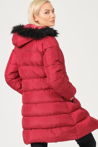 Lange Gewatteerde Jas - Rood