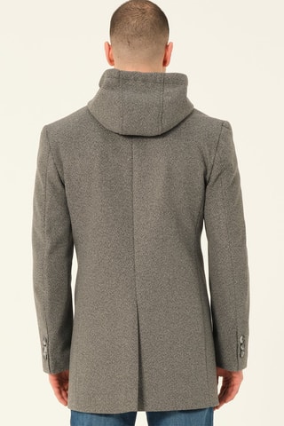 Manteau à capuche en laine - Gris