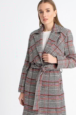 Manteau en laine - Blanc, noir et rouge