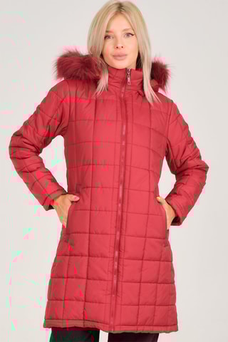 Gewatteerde Jas met Capuchon - Rood