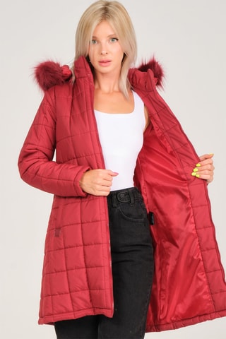 Gewatteerde Jas met Capuchon - Rood