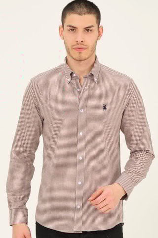 Blouse - Blauw, beige en bruin