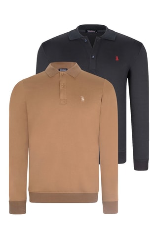 2 Polo's - Blauw en bruin