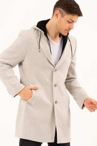 Manteau à capuche en laine - Beige