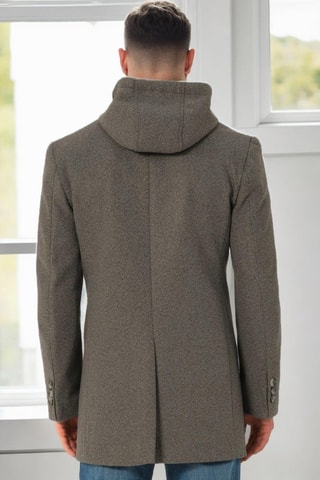 Manteau à capuche en laine - Gris